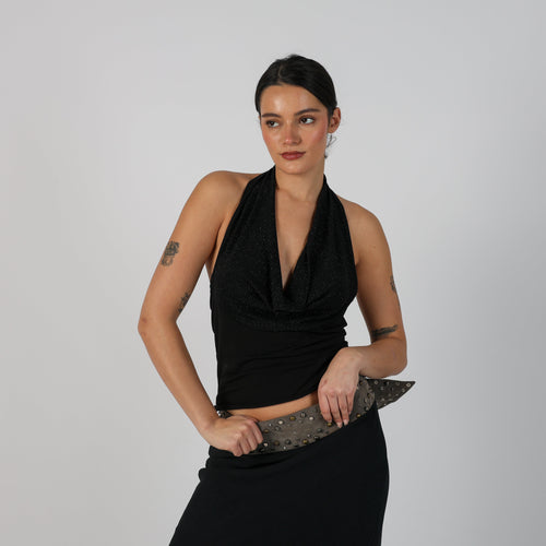 Black Y2K Made in Italy Cami (S)