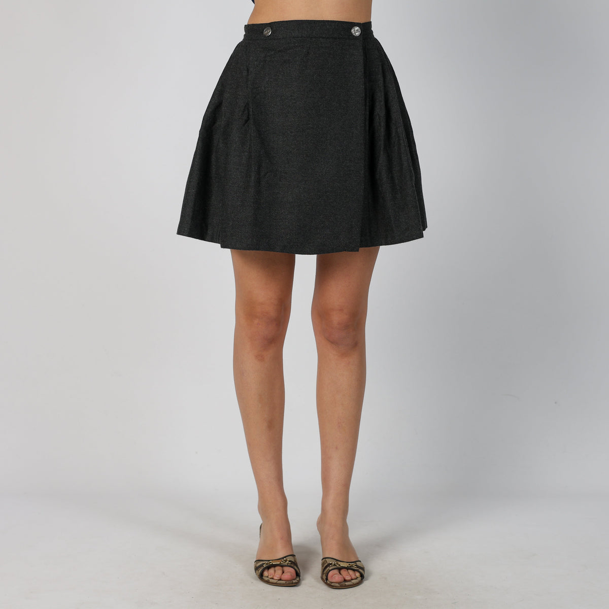 Charcoal Grey Y2K Woven Mini Skirt (XS)