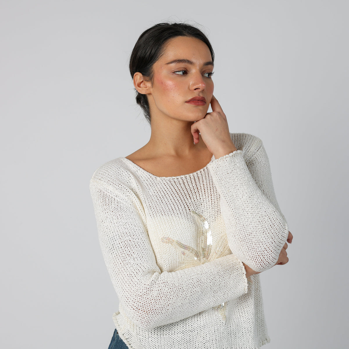 Cream Y2K Knitted Jumper (S)