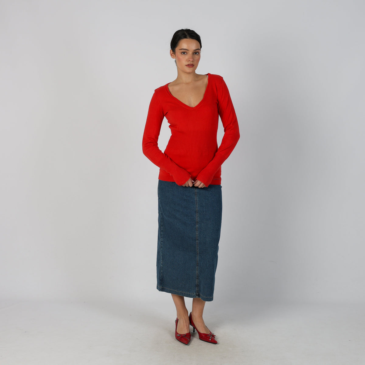 Blue Y2K Denim Maxi Skirt (XS)