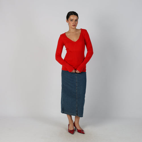 Blue Y2K Denim Maxi Skirt (XS)