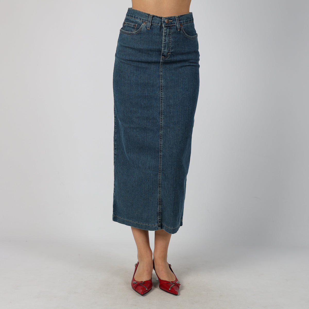 Blue Y2K Denim Maxi Skirt (XS)