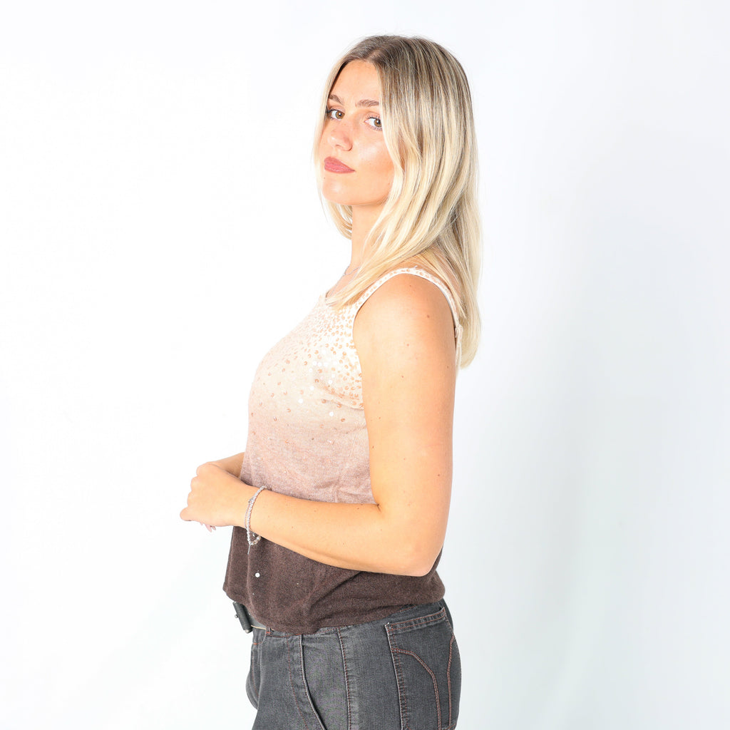 Brown Y2K Marella Cami Sequin Detail (M)