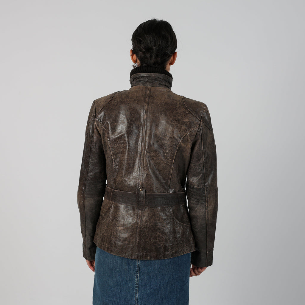 Brown Y2K Leather Jacket (S)