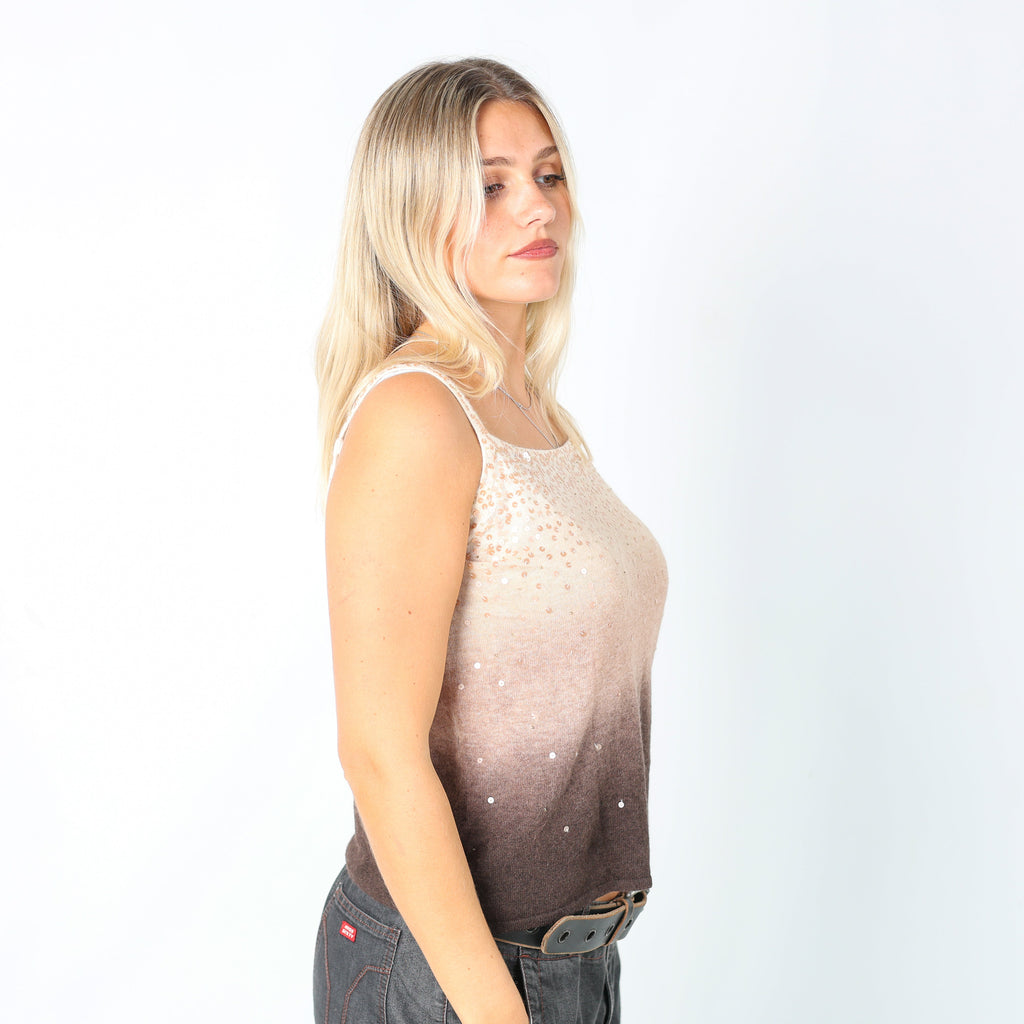 Brown Y2K Marella Cami Sequin Detail (M)