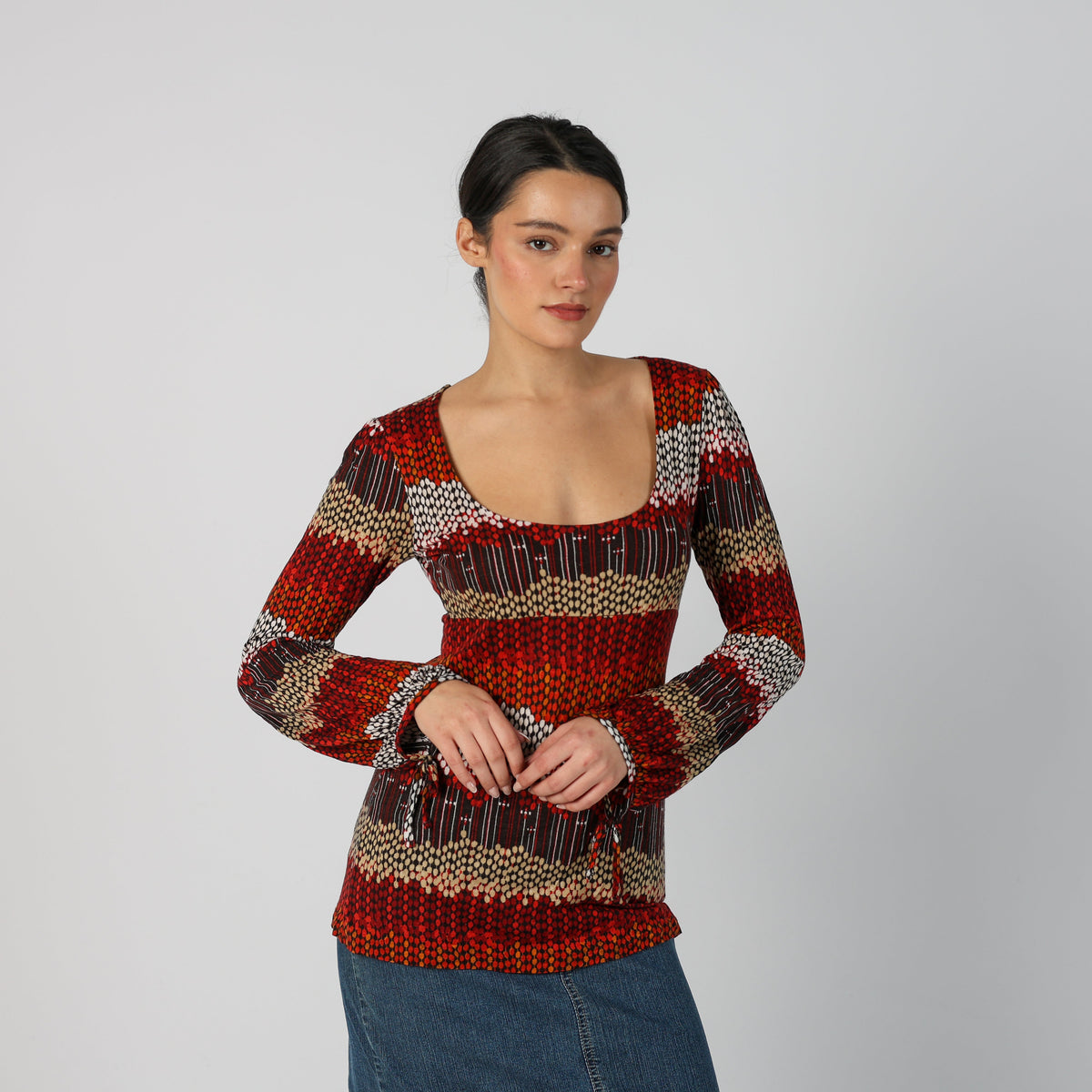 Brown Y2K United Colors of Benetton Long Sleeve Top (S)