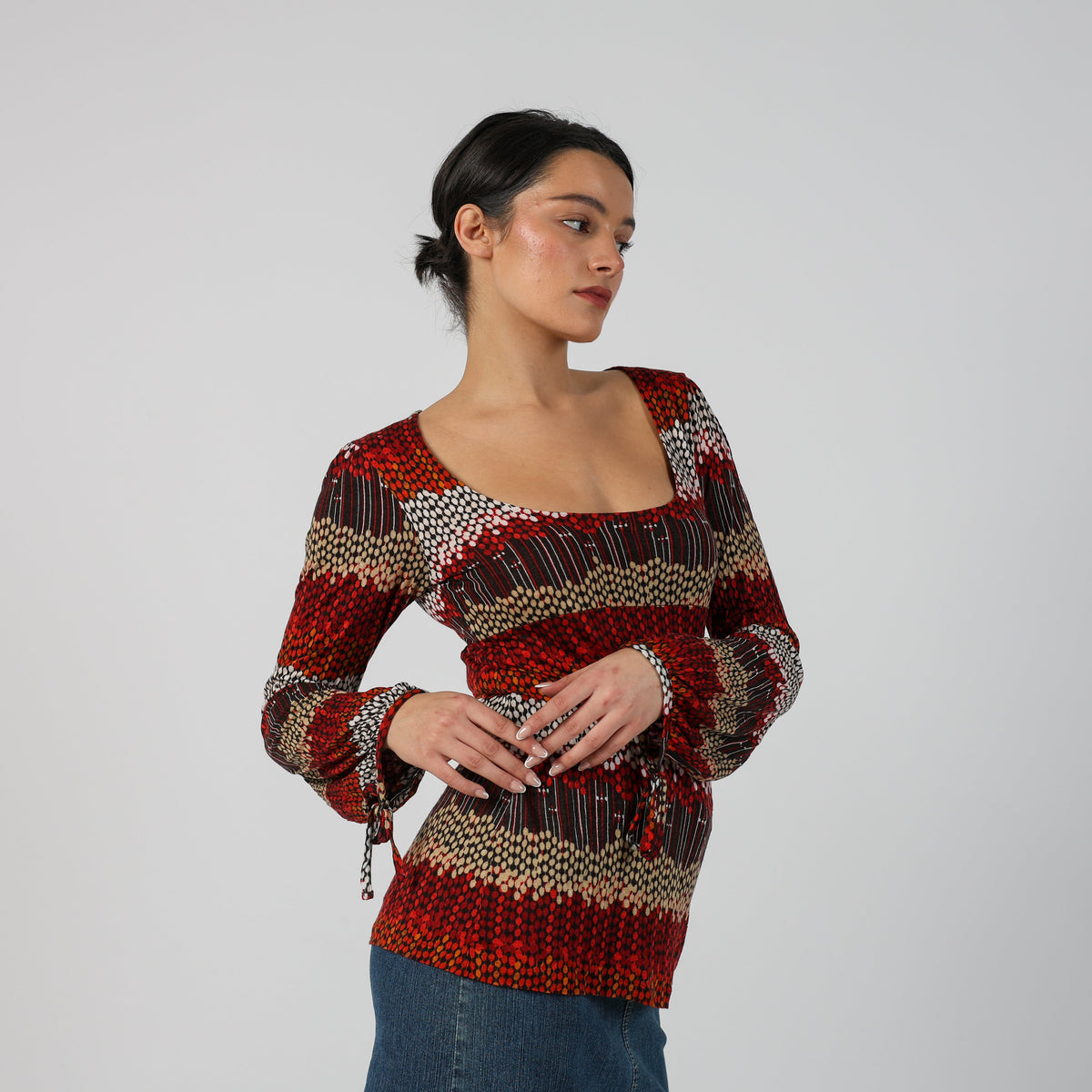 Brown Y2K United Colors of Benetton Long Sleeve Top (S)
