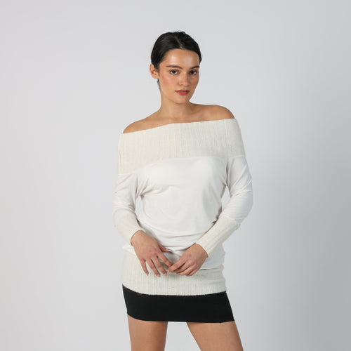 Cream Y2K Made in Italy Long Sleeve Top (S)
