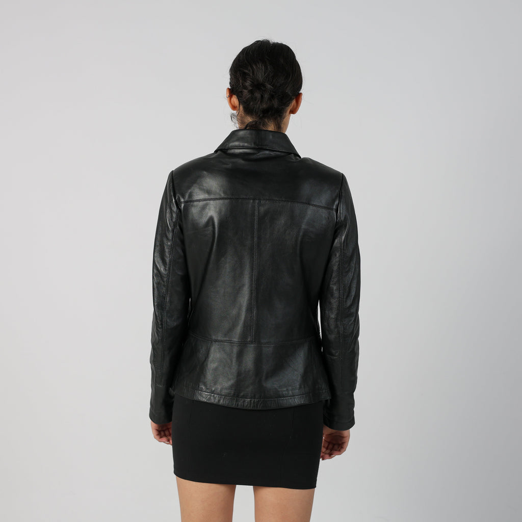 Black Y2K Leather Jacket (S)
