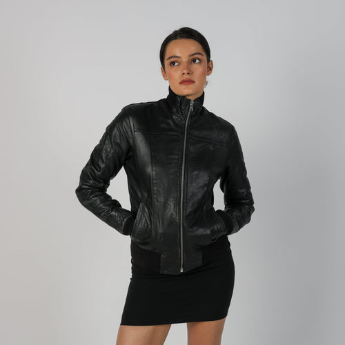 Black Y2K Made in Italy Leather Jacket (S)