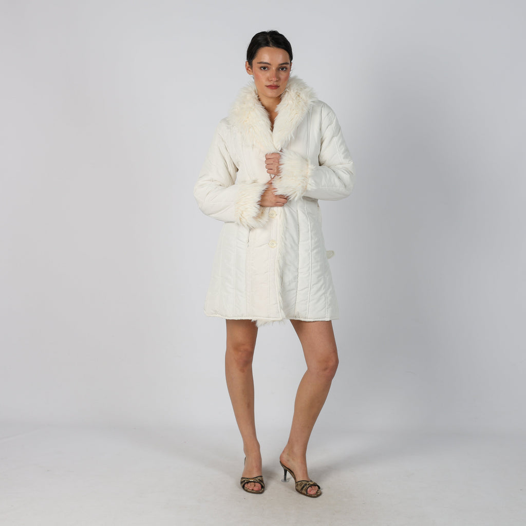 Cream Y2K Made in Italy Afghan Coat (S)