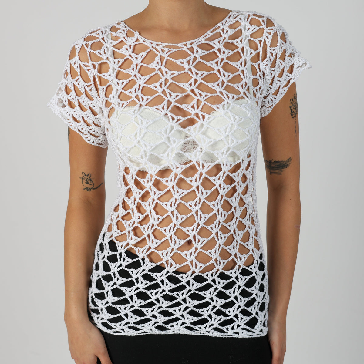 White Y2K Knitted Top (S)