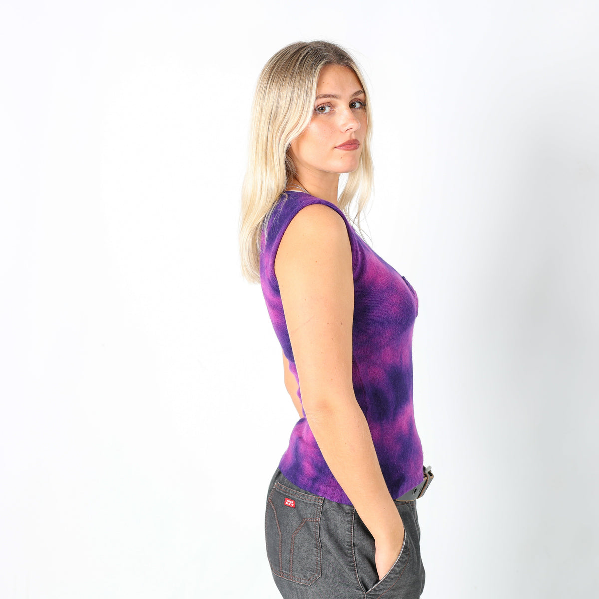 Purple Y2K Knitted Top (M)