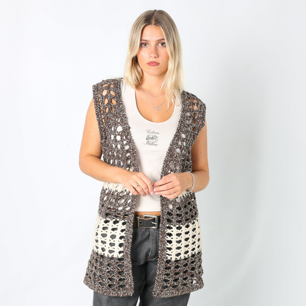 Brown Y2K Knitted Top (M)