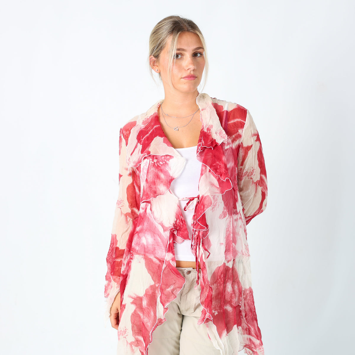 Pink Y2K Carlo Pignatelli Blouse Floaty Sheer (M)