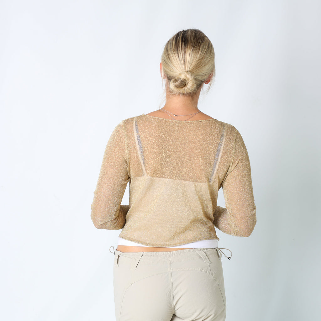 Gold Y2K Mesh Top Sheer (M)