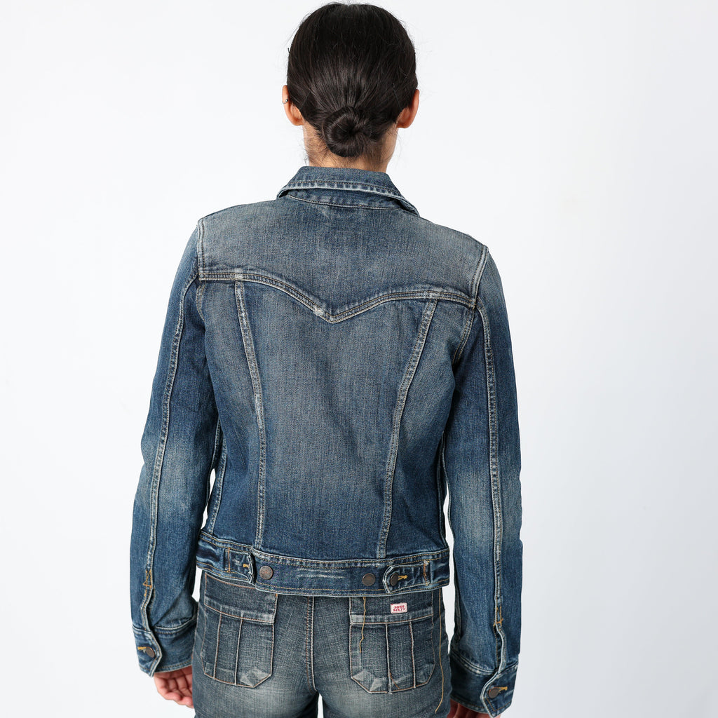 Navy Blue Y2K Abercrombie & Fitch Denim Jacket (S)
