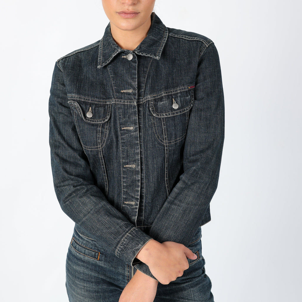 Navy Blue 90s X-Stone Denim Jacket Staple 90s Jacket, Euro Summer (M)
