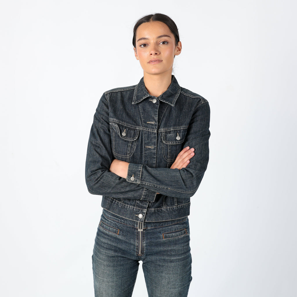 Navy Blue 90s X-Stone Denim Jacket Staple 90s Jacket, Euro Summer (M)