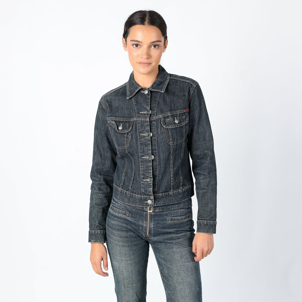 Navy Blue 90s X-Stone Denim Jacket Staple 90s Jacket, Euro Summer (M)