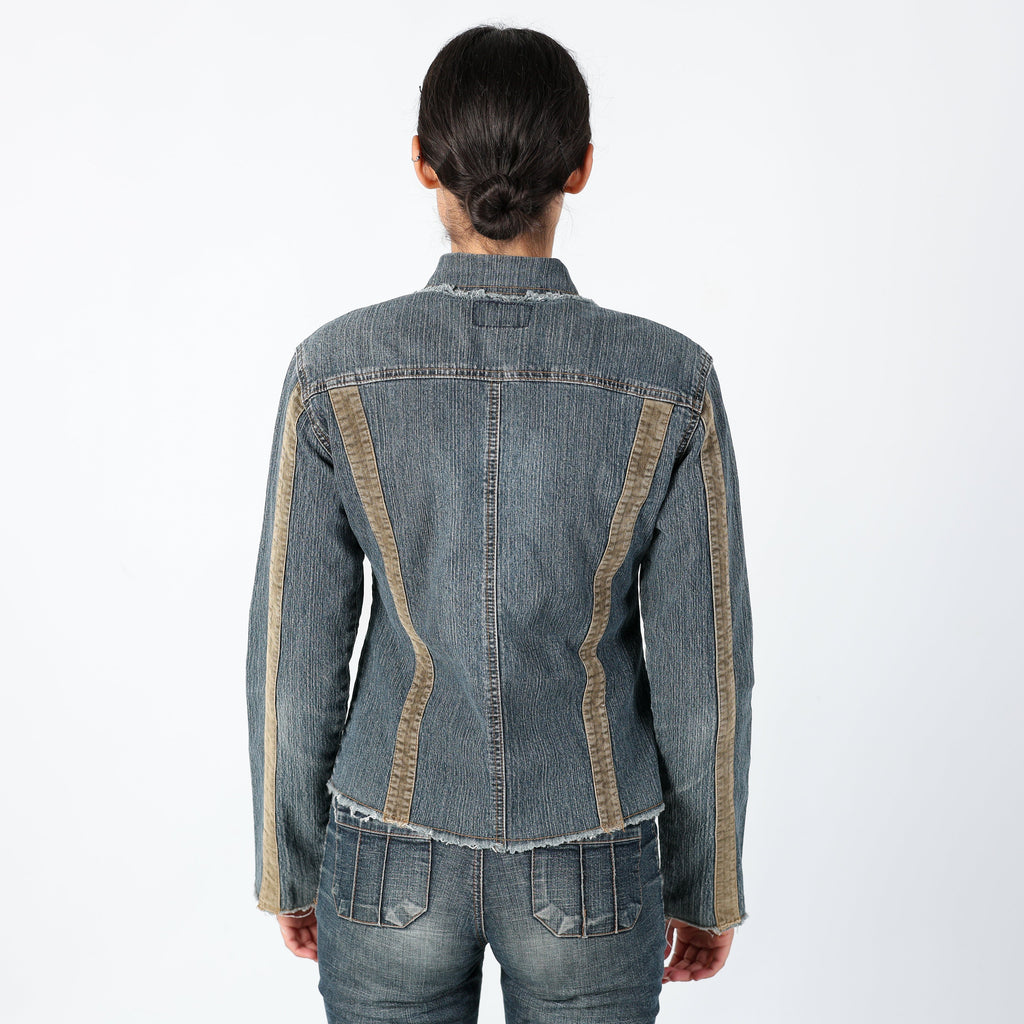 Blue Y2K Sancred Denim Jacket Pocket Detailing, Unique y2k (M)