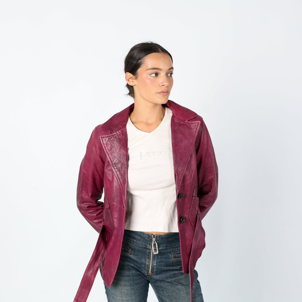 Purple 90s Vera Pelle Leather Jacket Unique, Gilmore Girls 90s (M)