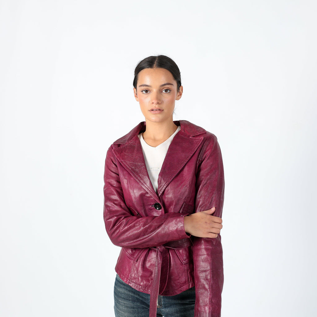 Purple 90s Vera Pelle Leather Jacket Unique, Gilmore Girls 90s (M)