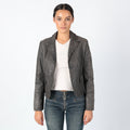 Charcoal Grey 90s Stefanel Leather Jacket Grunge, Y2k Jacket, Detaled collar (S)