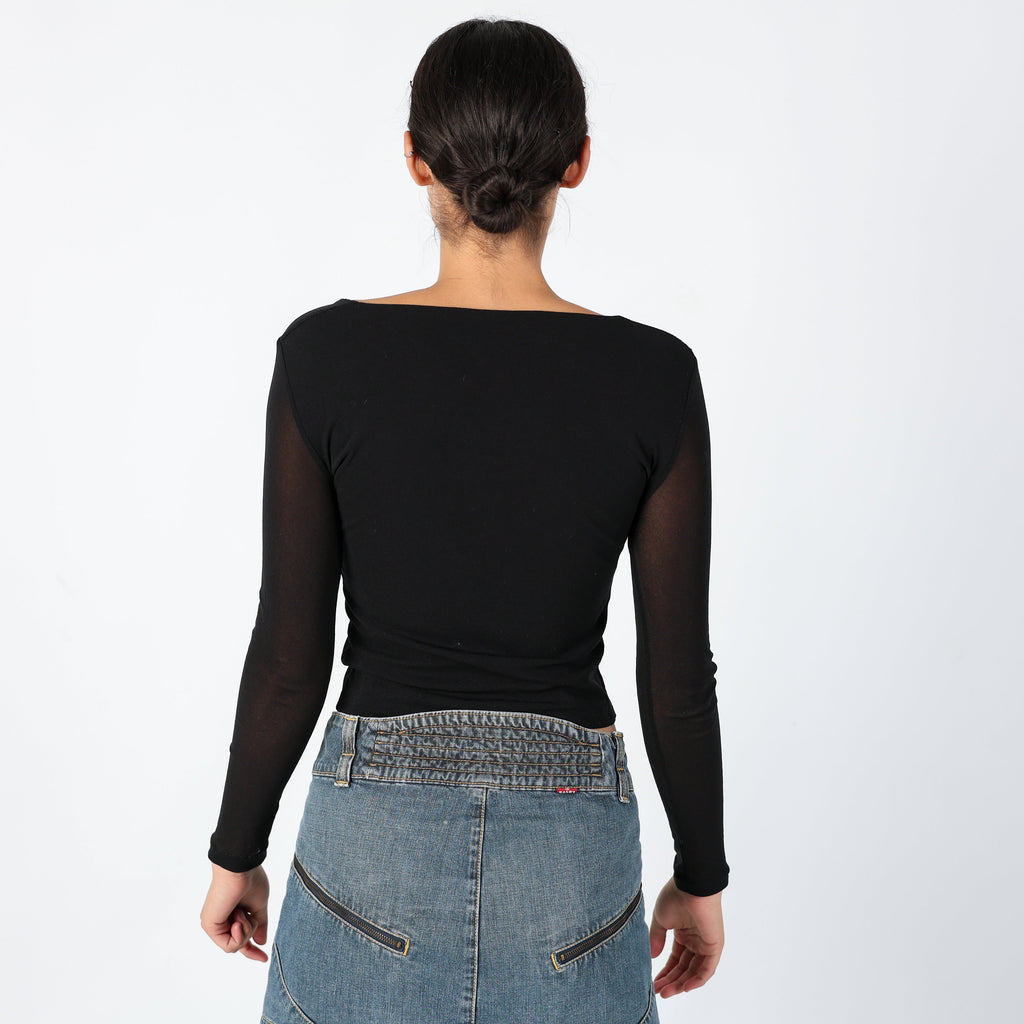 Black 90s PHARD Mesh Top Chic, Staple Piece, Monica from Friends (S)