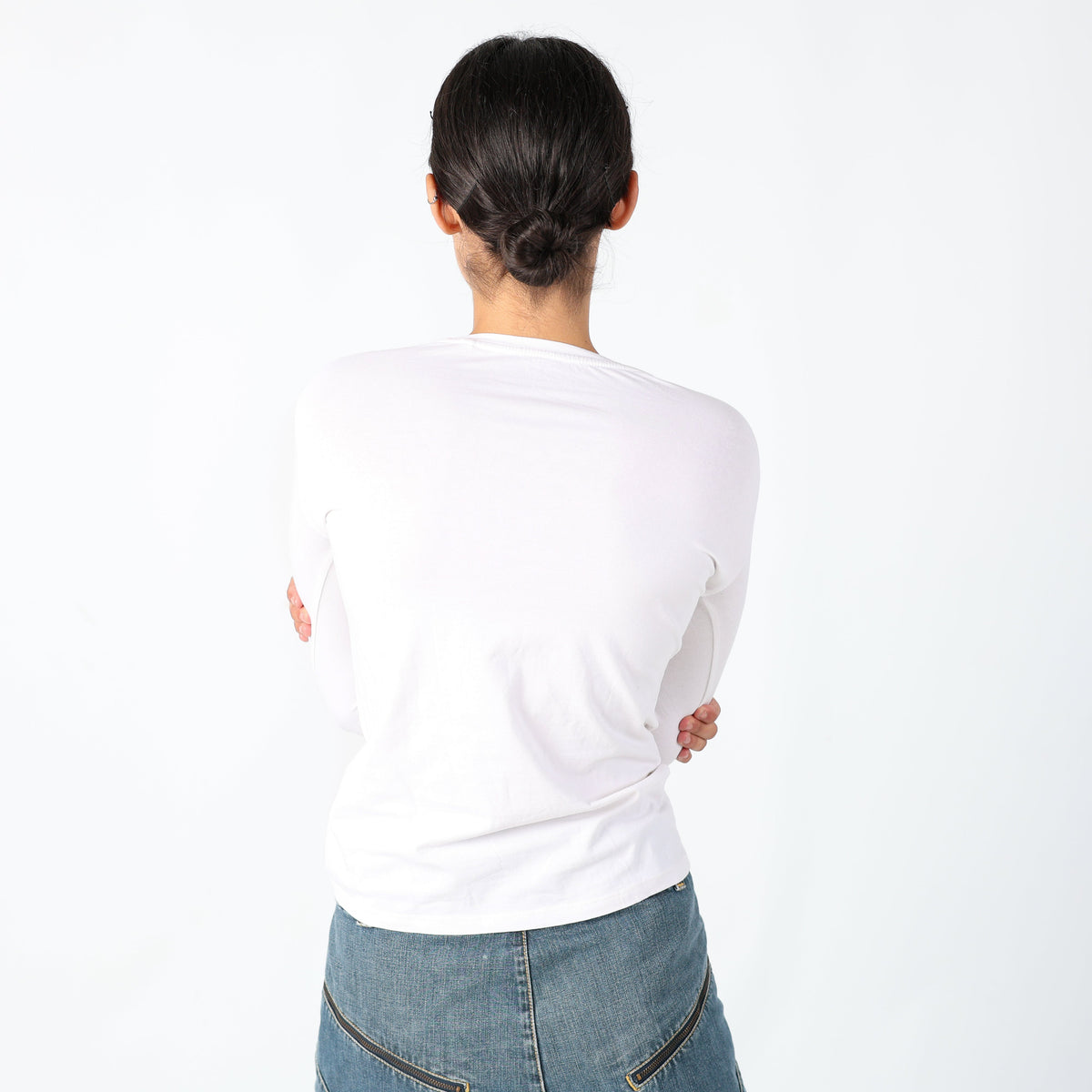 White Y2K Guess Jeans Woven Top Detailing on front, Y2k Casualwear (S)