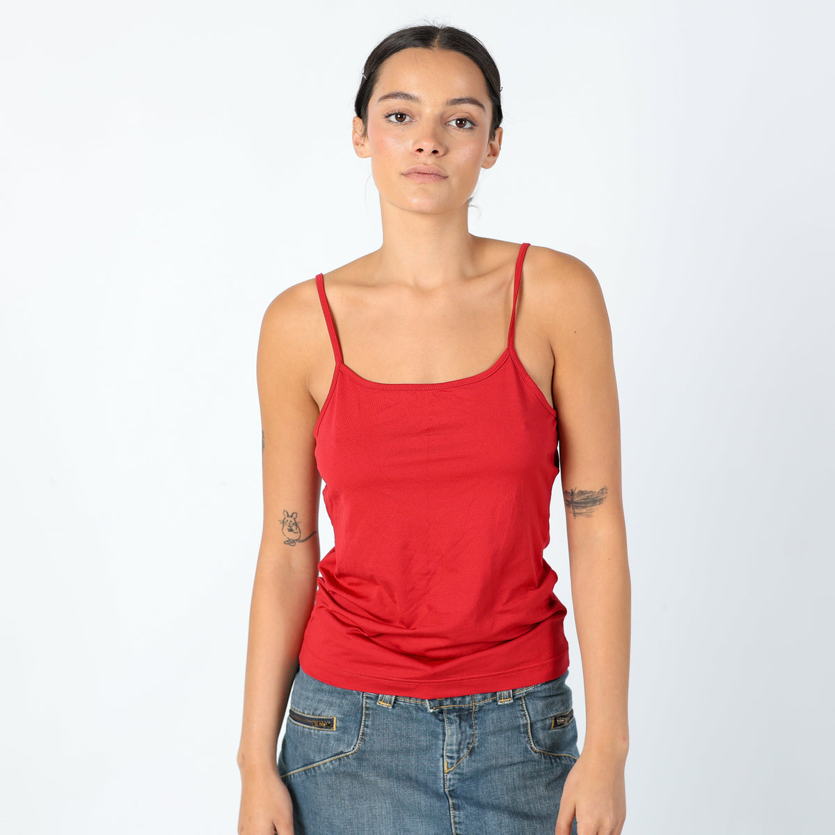 Red Y2K Map Cami Euro Summer, Y2K Staple Cami (L)
