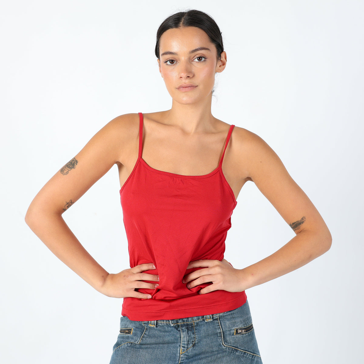 Red Y2K Map Cami Euro Summer, Y2K Staple Cami (L)