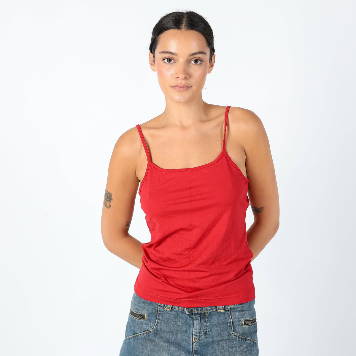 Red Y2K Map Cami Euro Summer, Y2K Staple Cami (L)