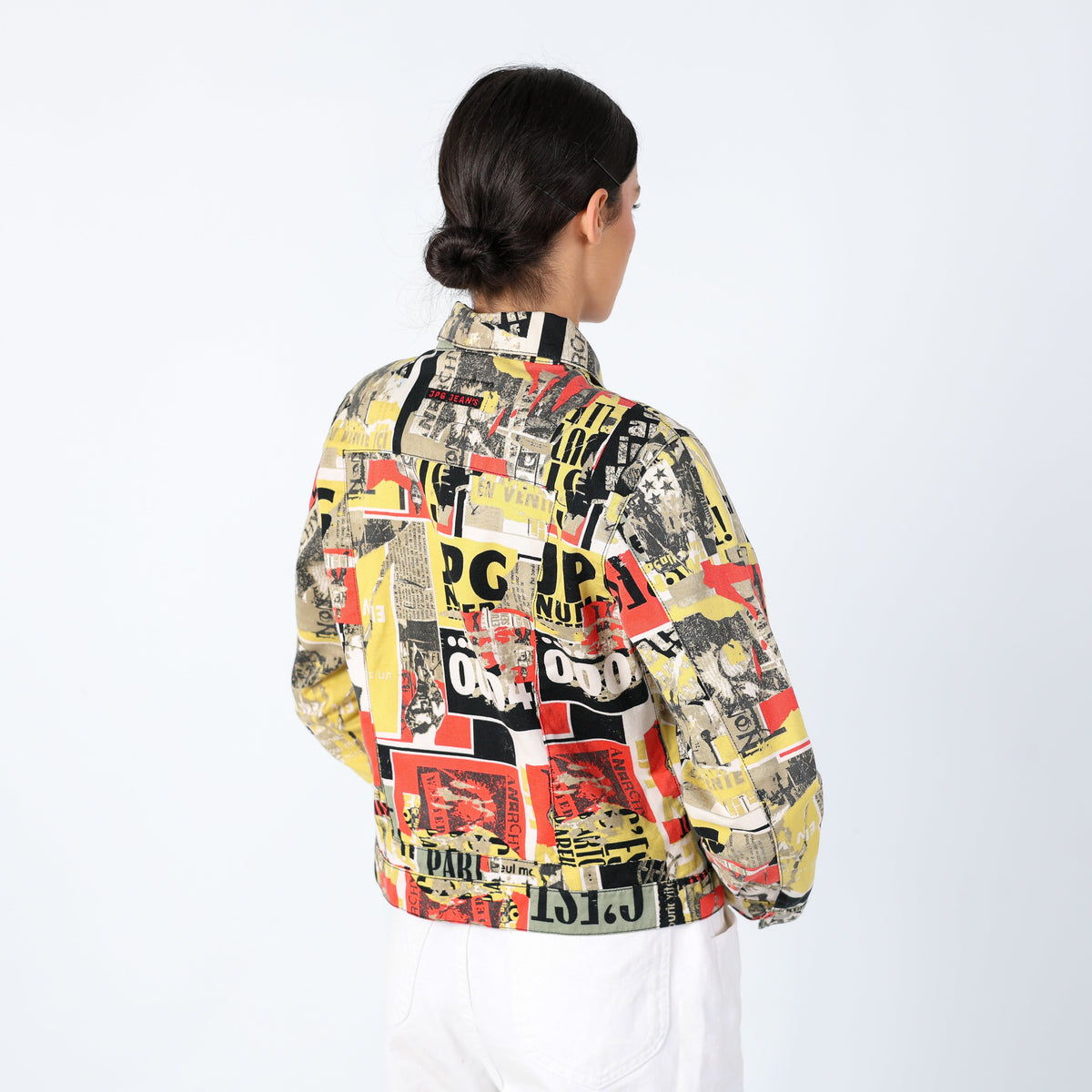 Light Green 90s Jean-Paul Gaultier Denim Jacket A/W 1997 "Fight Racism" (M)