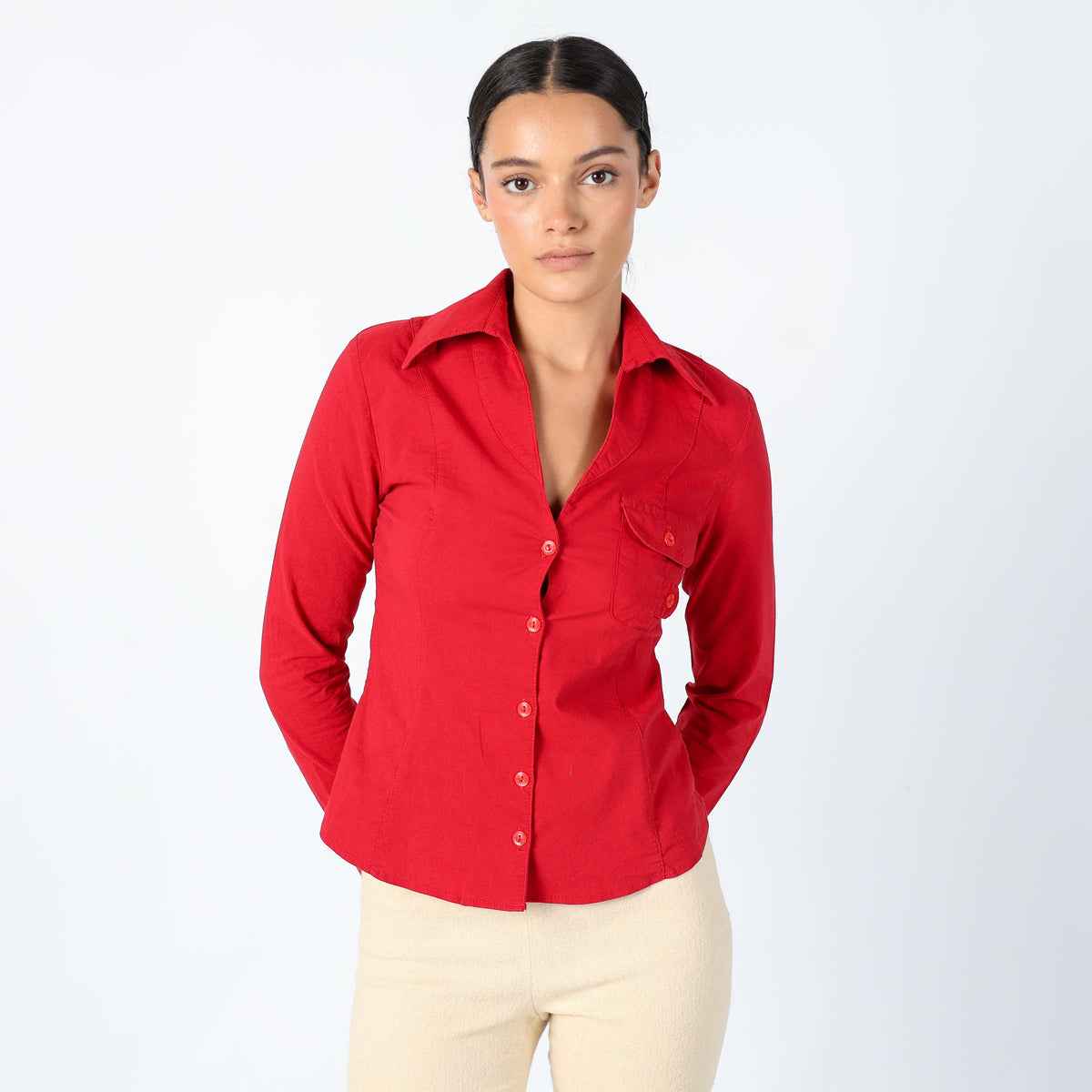 Red Y2K ALLY Group Shirt Chic, Date Night (S)
