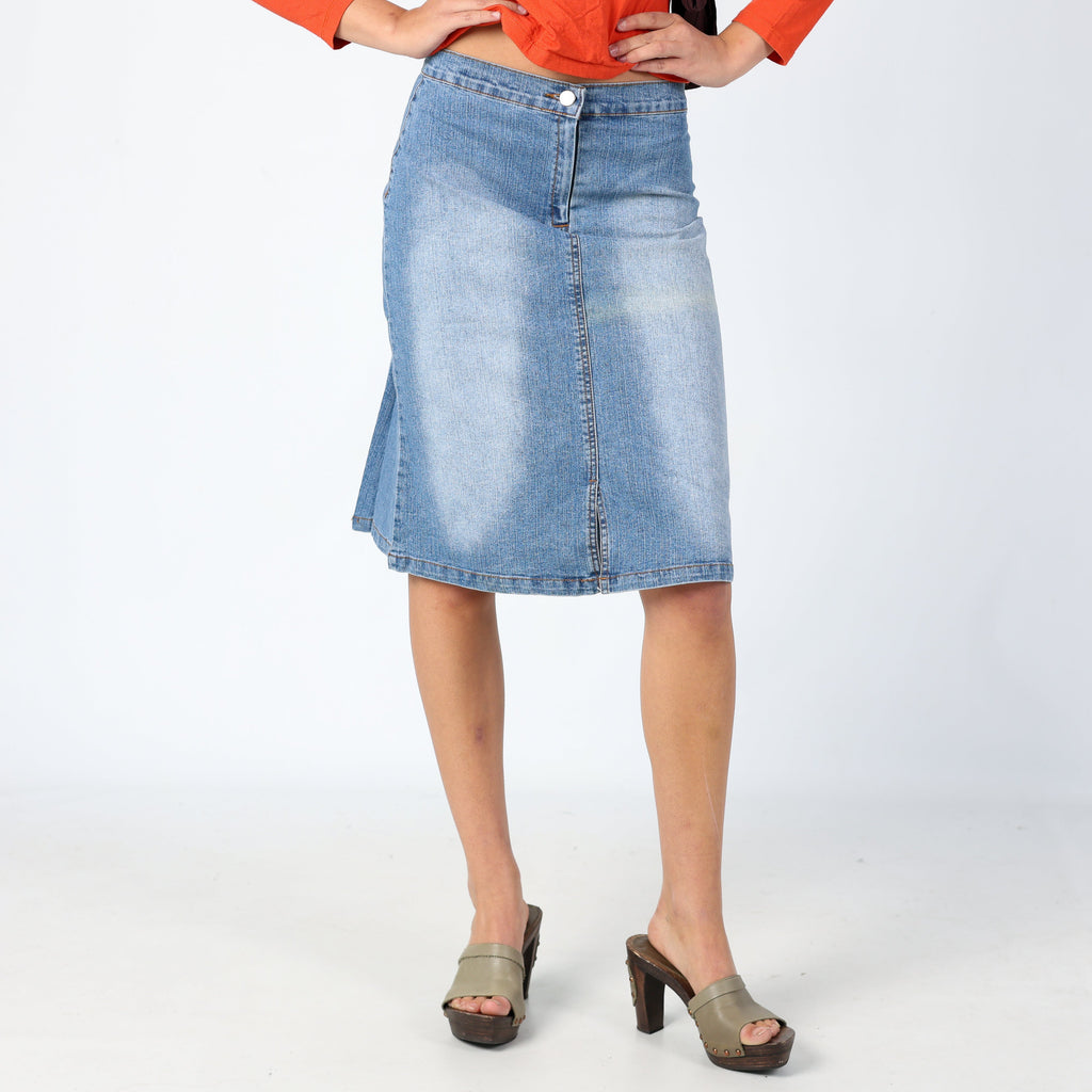 Light Blue Y2K Diske Jeans Denim Midi Skirt Y2k Gem Detail Pleated Midi (8)