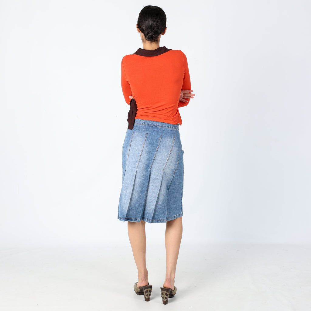 Light Blue Y2K Diske Jeans Denim Midi Skirt Y2k Gem Detail Pleated Midi (8)