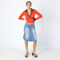 Light Blue Y2K Diske Jeans Denim Midi Skirt Y2k Gem Detail Pleated Midi (8)