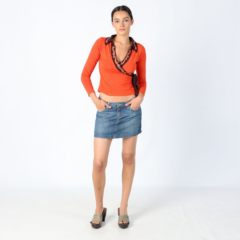 Blue 90s TRF Denim Denim Mini Skirt Staple Piece (8)