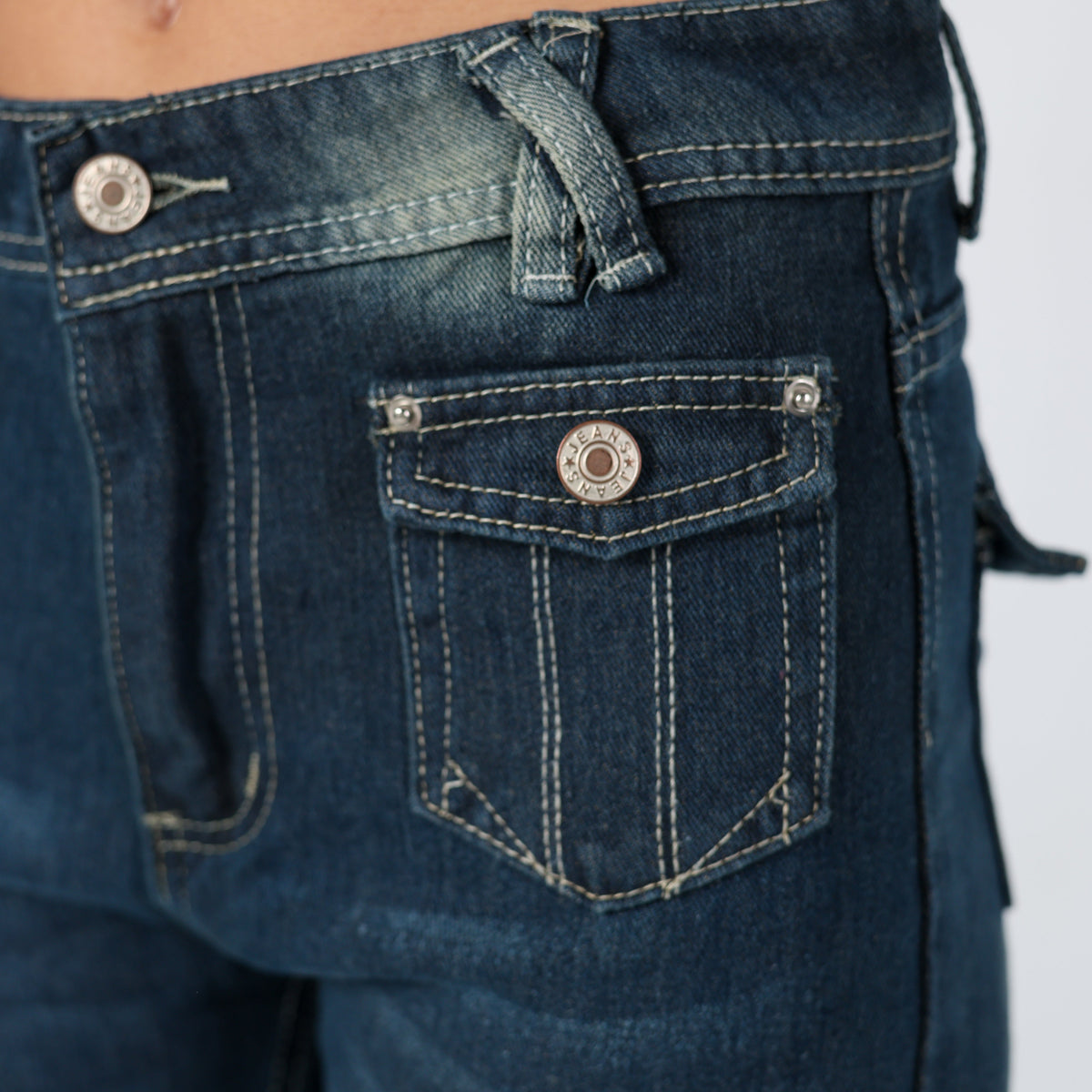 Navy Blue 90s Miss Sixty Flare Jeans High-Waistd 90s Pocket detail (M)