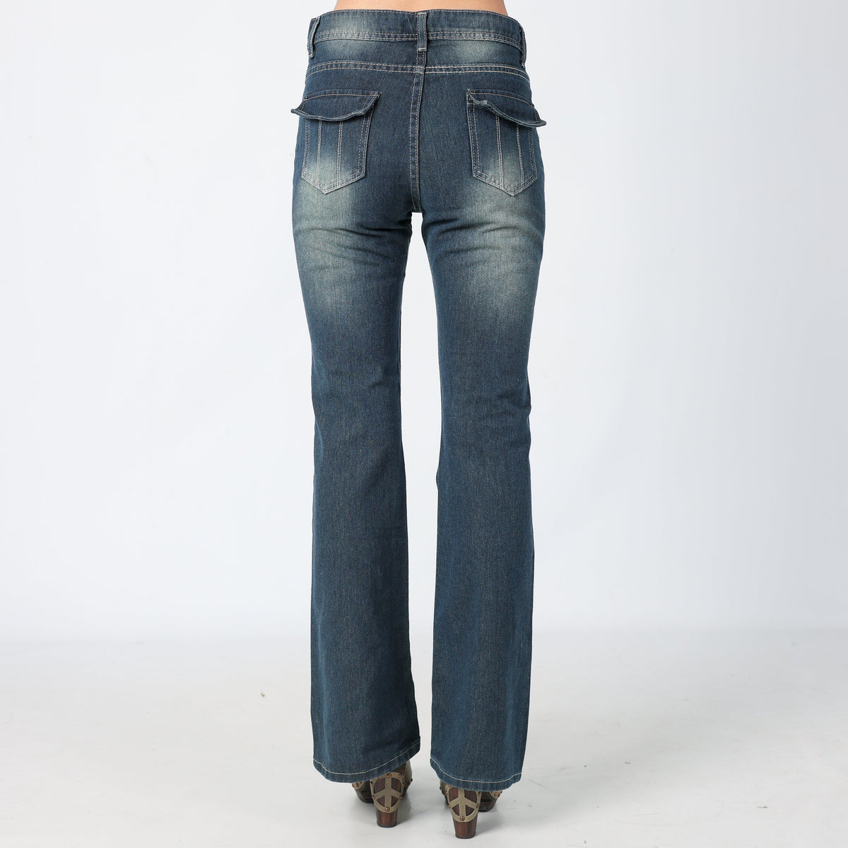 Navy Blue 90s Miss Sixty Flare Jeans High-Waistd 90s Pocket detail (M)