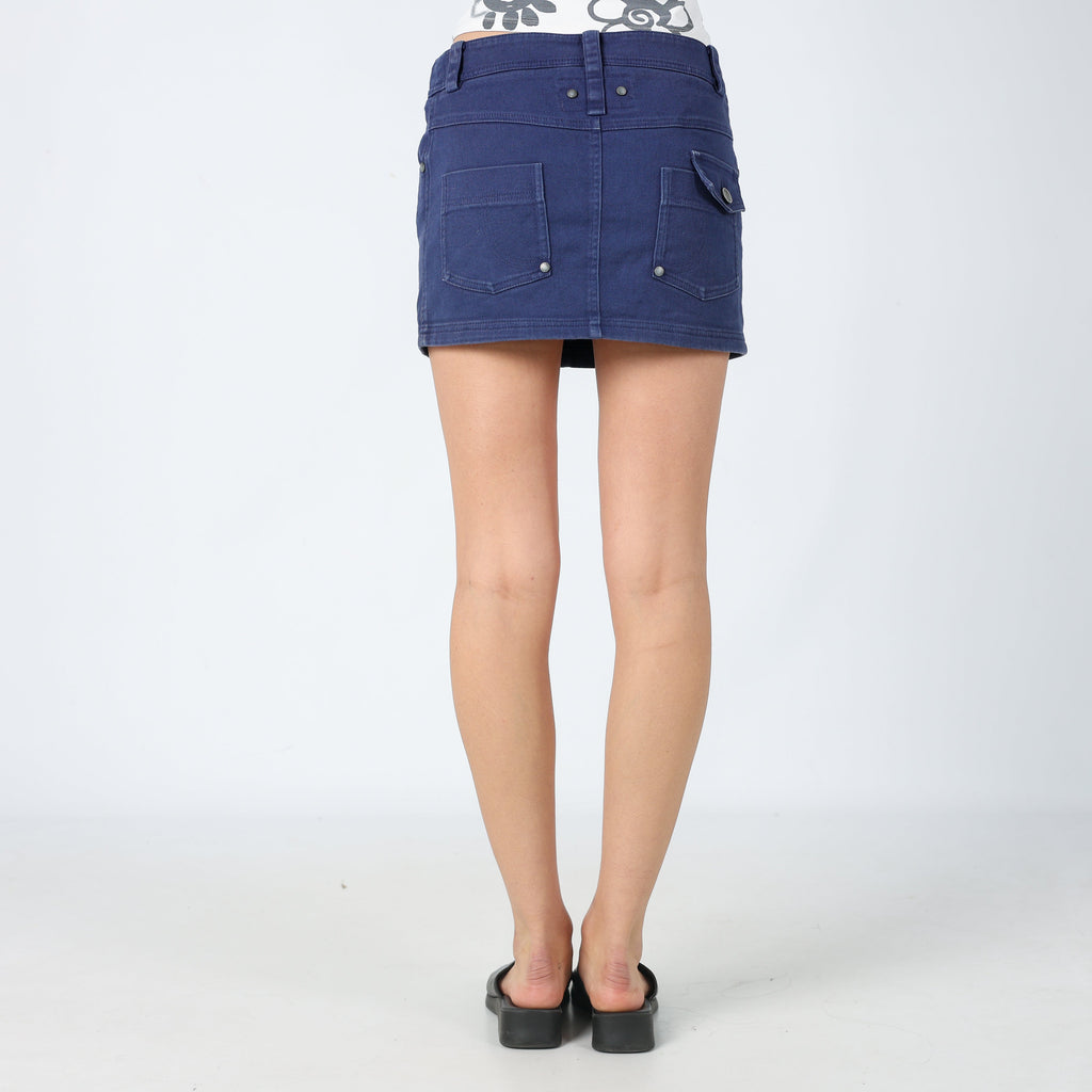 Navy Blue 90s Patrizia Pepe Woven Mini Skirt (8)