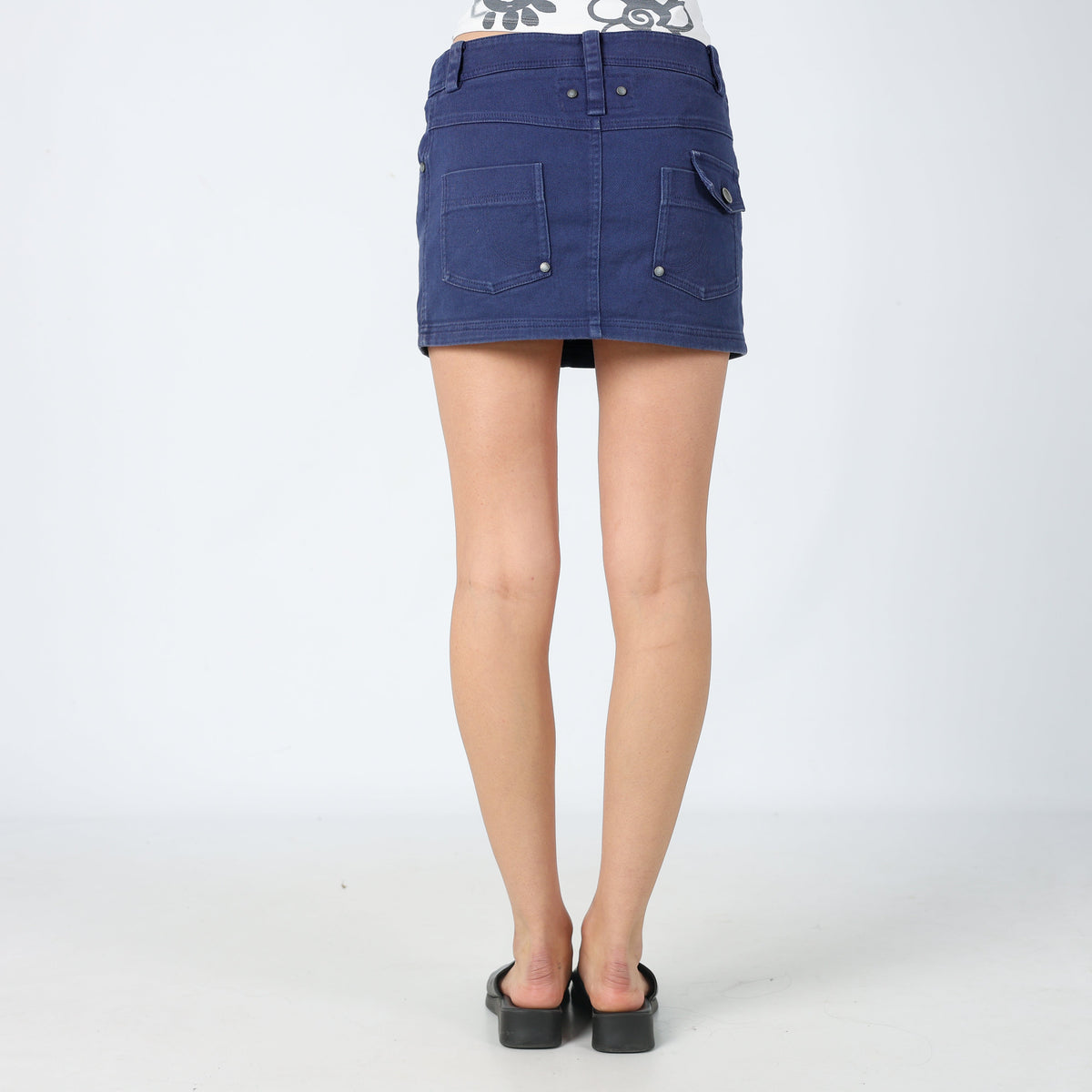Navy Blue 90s Patrizia Pepe Woven Mini Skirt (8)