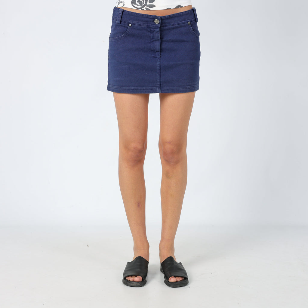 Navy Blue 90s Patrizia Pepe Woven Mini Skirt (8)