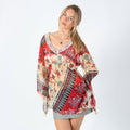 Red 90s Wan Li Cami Sheer Lace Trim Patterned Chic (M)