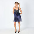 Navy Blue Y2K Kookai Mesh Midi Dress Floaty Front Tie Patterned (8)