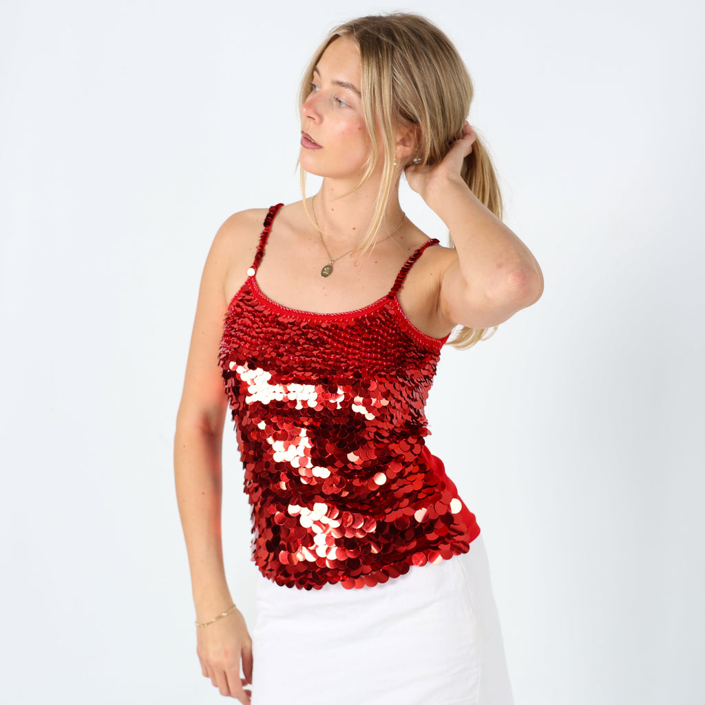 Red 90s Cami Sequined Bead Detailing (8)