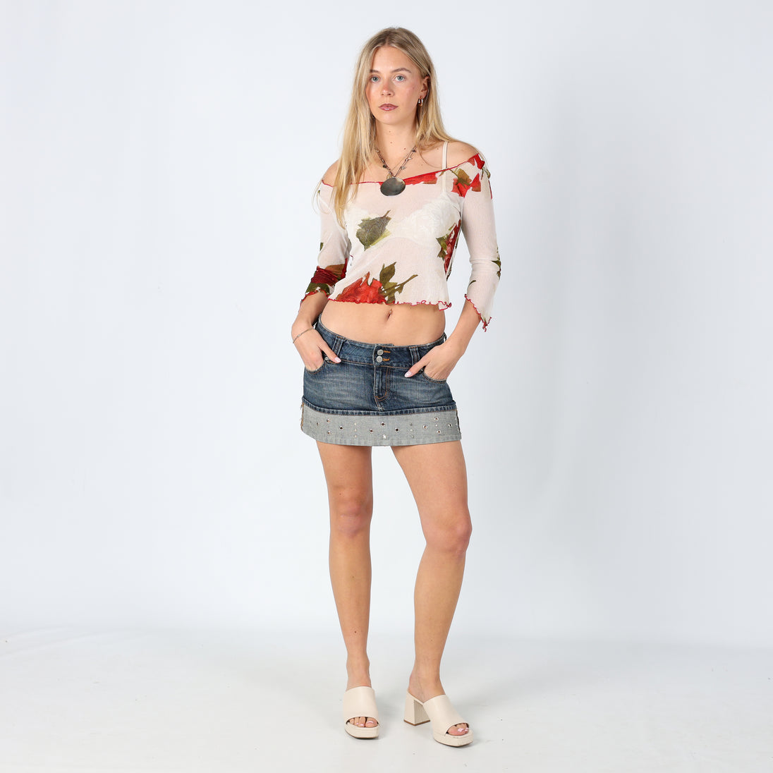 Light Blue 90s Smagli Jeans Denim Mini Skirt Micro Mini (8)