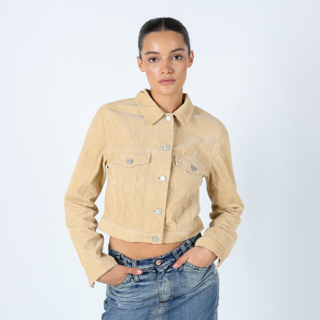 Tan 90s Burberry Light jacket Designer Corduroy Fitted (S)