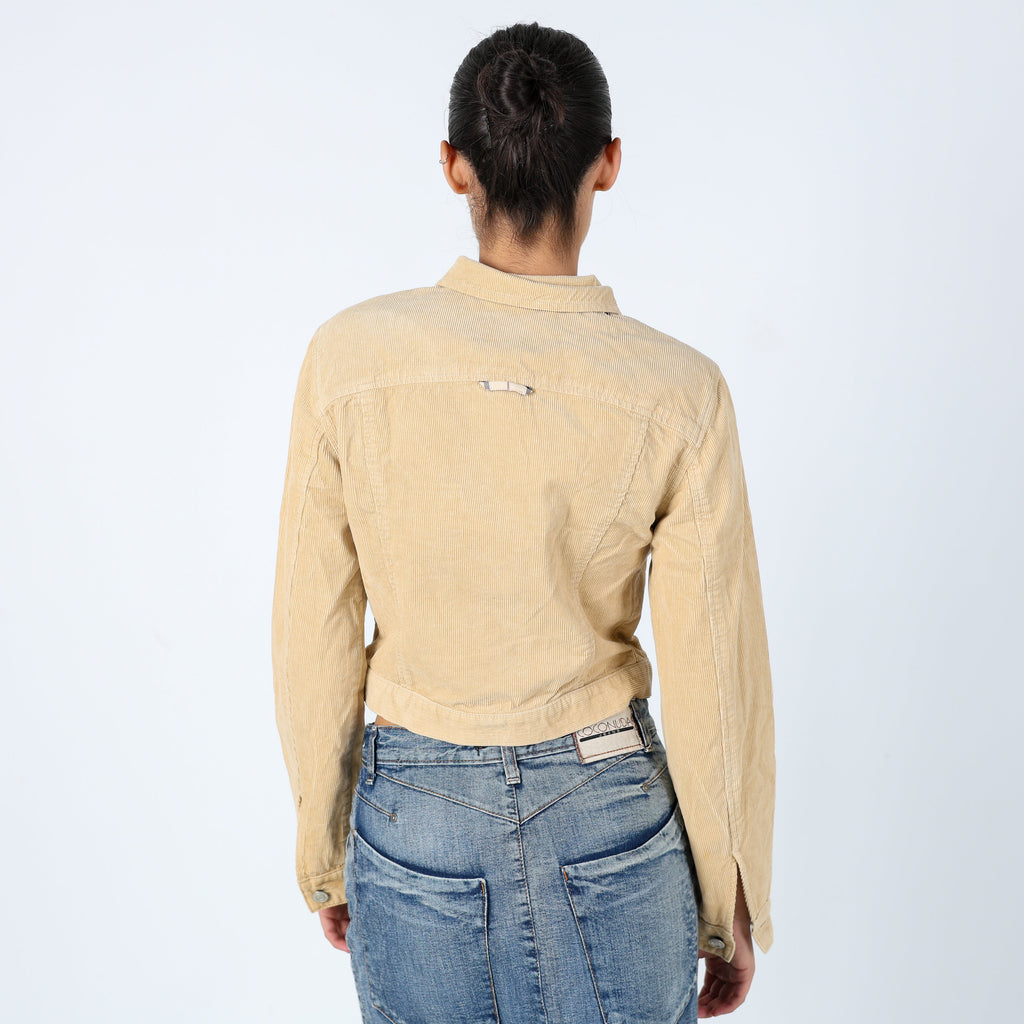 Tan 90s Burberry Light jacket Designer Corduroy Fitted (S)